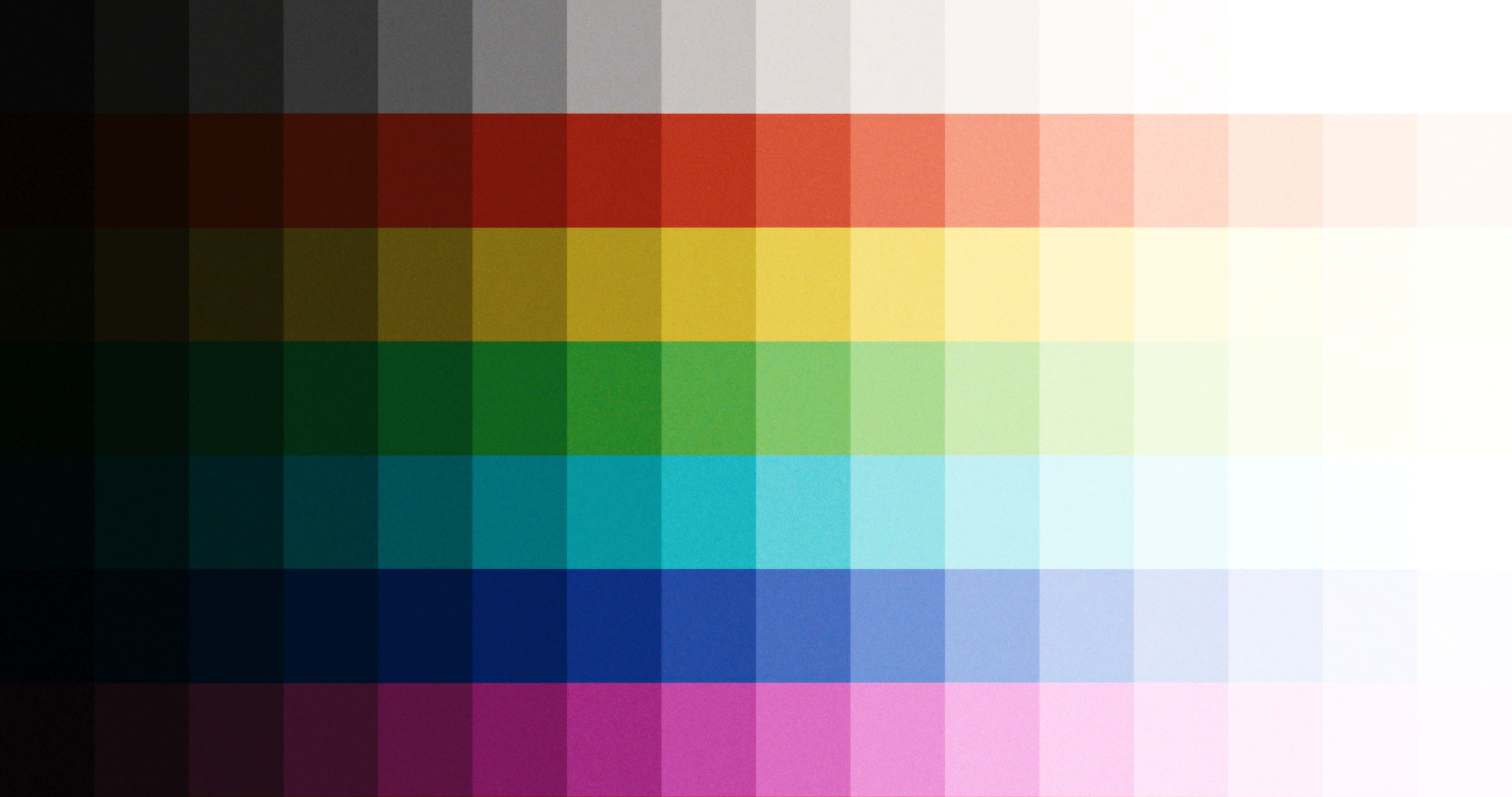 Colour and neutral patches showing how film grain changes across hue and tone